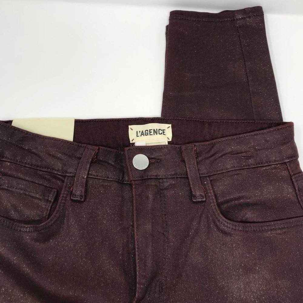 L’AGENCE Bordeaux Coated Margot High Waist Jeans - Picture 6 of 6
